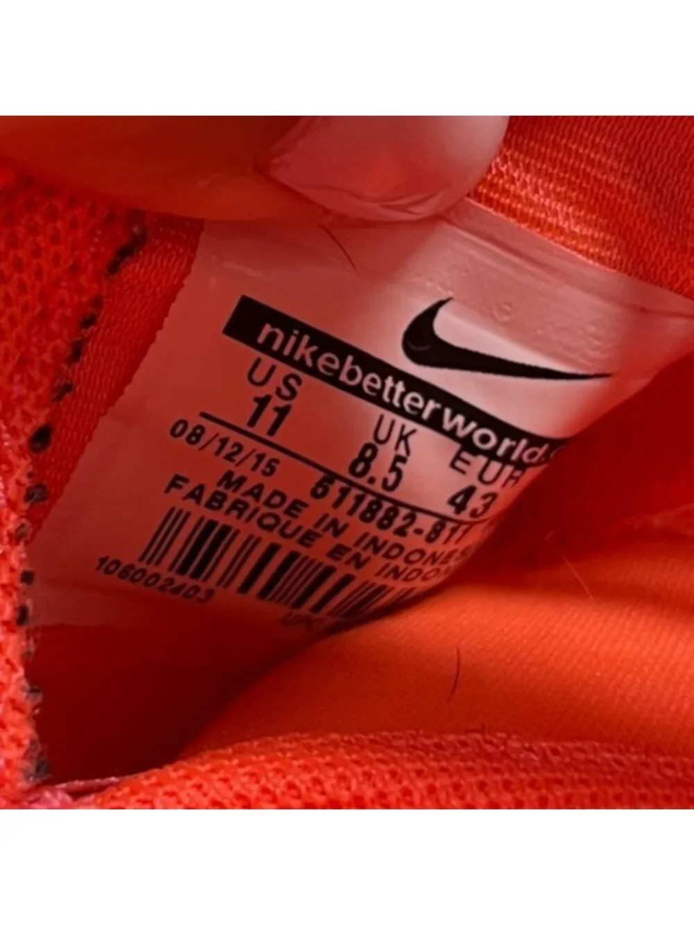 Nike Roshe One Womens Size 11 Orange Athletic Running Walking Shoes Sneakers